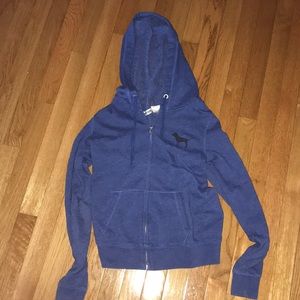 PINK blue zip-up sweatshirt